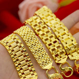 24k Watch Chain Bracelet for Women Men Bangle Hand Chain Fine Jewelry