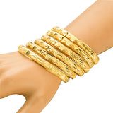 24k Dubai Bangles for Women Men Ethiopian Bracelets 8MM 6Pcs/Lot African Jewelry