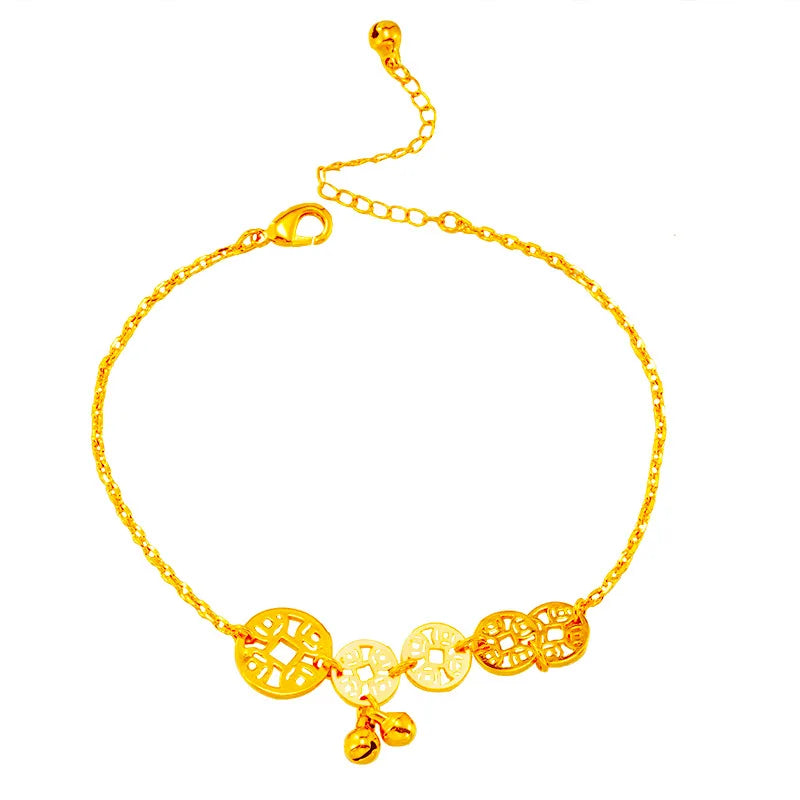Boho Flat coin Charm Anklet for Women