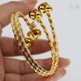24k Copper Ethiopian Bangles for Women Wedding Heart Bracelet Dubai Jewelry