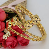 24k Copper Ethiopian Bangles for Women Wedding Heart Bracelet Dubai Jewelry