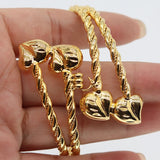24k Copper Ethiopian Bangles for Women Wedding Heart Bracelet Dubai Jewelry