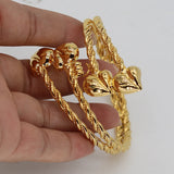 24k Copper Ethiopian Bangles for Women Wedding Heart Bracelet Dubai Jewelry