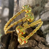 24k Ethiopian Bangle for Women Copper Two Heart Warping Dubai Bracelet