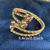 24k Ethiopian Bangle for Women Copper Two Heart Warping Dubai Bracelet
