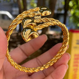 24k Ethiopian Bangle for Women Copper Two Heart Warping Dubai Bracelet