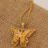 24k Pendant Necklace African Twist Chain Butterfly Ethiopian Choker