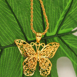 24k Pendant Necklace African Twist Chain Butterfly Ethiopian Choker