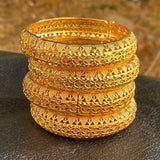 24K Dubai Bangles for Women Ethiopian Bracelets Wedding Jewelry