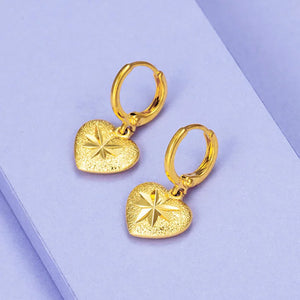 24k Heart-Shaped Earrings for Women's Wedding