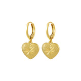 24k Heart-Shaped Earrings for Women's Wedding