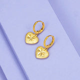 24k Heart-Shaped Earrings for Women's Wedding