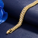 24k Coin Carving Bangle Chain Bracelet Men Women