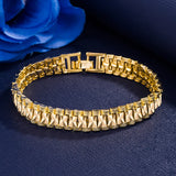 24k Coin Carving Bangle Chain Bracelet Men Women