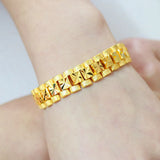 24k Coin Carving Bangle Chain Bracelet Men Women