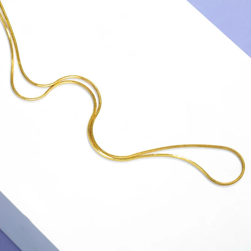 24k Filled Wedding Necklace Single Chain Fine Jewelry Collares