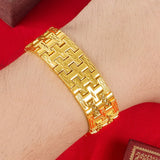 24k Wide Band Bangle Chain Bracelets for Men