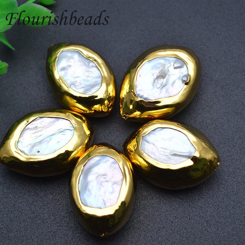 24k Natural Fresh Water Pearl Spacer Beads 5pc