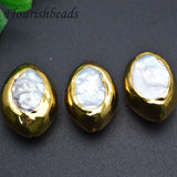 24k Natural Fresh Water Pearl Spacer Beads 5pc