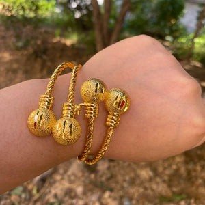 24k Plated Balls Bangles for Women - African Jewelry Accessories