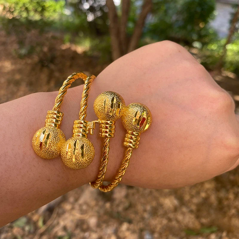 24k Plated Balls Bangles for Women - African Jewelry Accessories