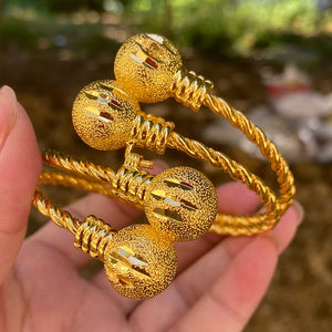 24k Plated Balls Bangles for Women - African Jewelry Accessories