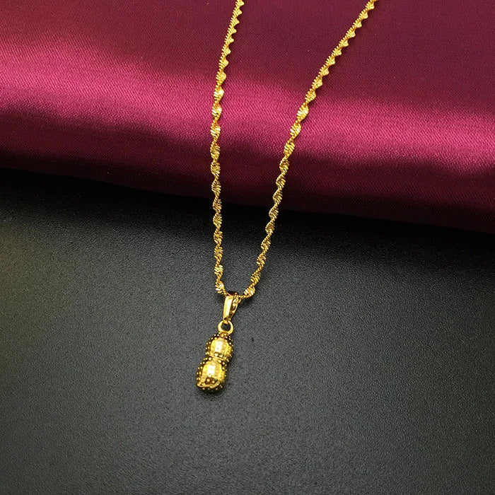 24k Plated Peanut Pendant Necklace for Women