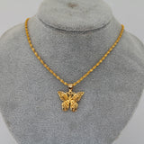 24k Butterfly Pendant Necklace for Women, Water Wave Chain Jewelry