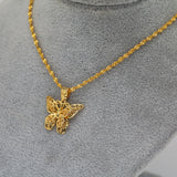 24k Butterfly Pendant Necklace for Women, Water Wave Chain Jewelry