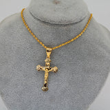 24k Plated Pendant Necklace African Men Christmas Jewelry Jesus Cross Pendant