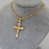24k Plated Pendant Necklace African Men Christmas Jewelry Jesus Cross Pendant