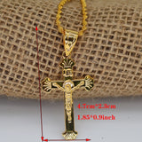 24k Plated Pendant Necklace African Men Christmas Jewelry Jesus Cross Pendant