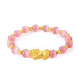 Opal Pink Transfer Beads Bracelet Set for Women Men