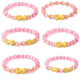 Opal Pink Transfer Beads Bracelet Set for Women Men