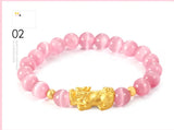 Opal Pink Transfer Beads Bracelet Set for Women Men
