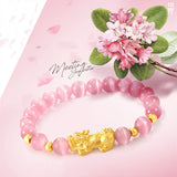 Opal Pink Transfer Beads Bracelet Set for Women Men