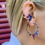 Gold-Plated Colorful Ear Cuff Crystal Cuffs - Women Punk & Rock Jewelry