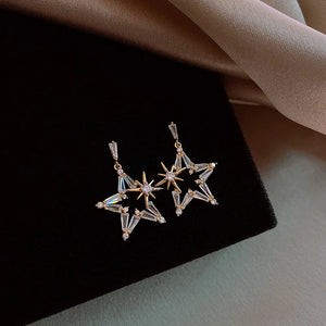24k Plated Star Earrings 925 Sterling Silver Needle Statement Earings