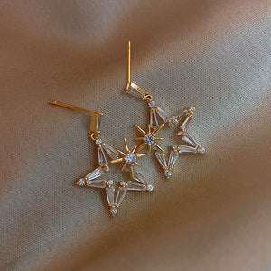 24k Plated Star Earrings 925 Sterling Silver Needle Statement Earings