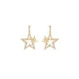 24k Plated Star Earrings 925 Sterling Silver Needle Statement Earings
