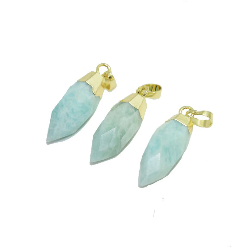 24k Plating Amazonite Stone Pendant for Women