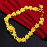 24k Gold-Plated Plum Blossom Bracelet for Wedding Celebration