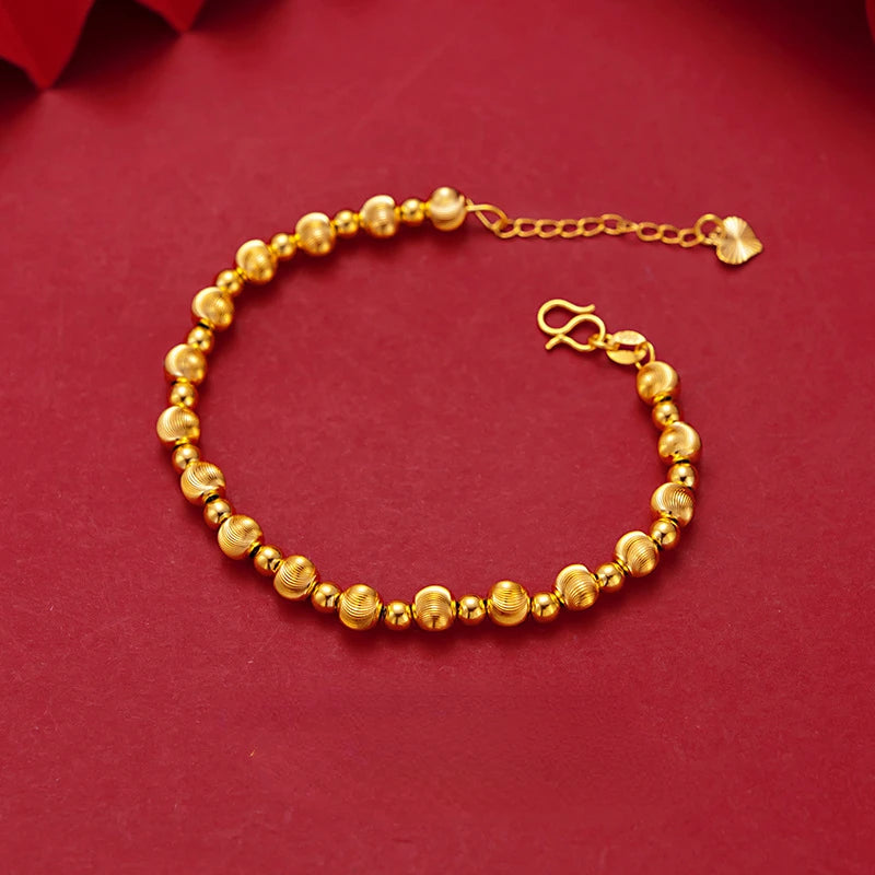 24k Cat Eye Beads Fine Bracelet 6mm Hand Chain Birthday Anniversary