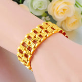 24k Extra Wide Watch Chain Bracelet 999 Brass Plated for Women