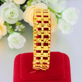 24k Extra Wide Watch Chain Bracelet 999 Brass Plated for Women