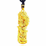 24k Golden Dragon Pendant Necklace Men Chain
