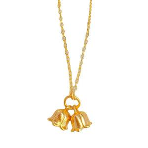 24k Lily of The Valley Flowers Necklace for Women Wedding Jewelry