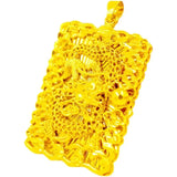 24k Dragon Embossed Tag Pendant Necklace Men Chain Jewelry Gift