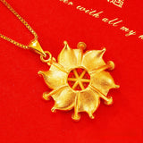 24k Flower Pendant Necklace for Women Boutique Bauhinia Necklaces Chain Jewelry