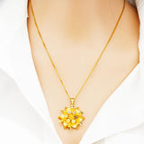 24k Flower Pendant Necklace for Women Boutique Bauhinia Necklaces Chain Jewelry